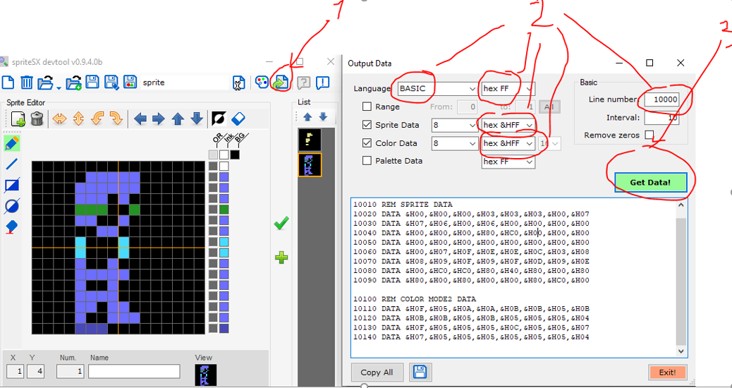 Sprites en basic – MSX